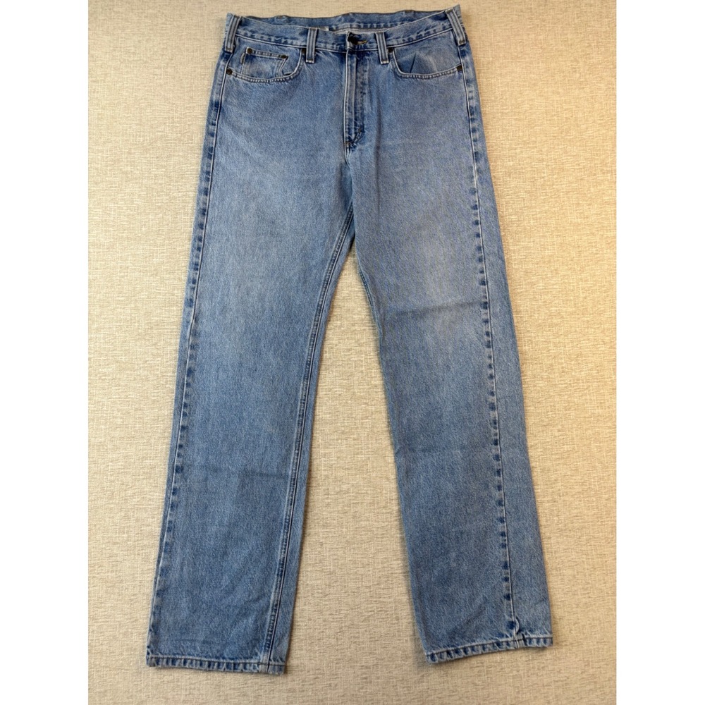 Carhartt LVB Men's 36x36 jeans Traditional Blue Jean Worker Cut Light Wash Denim